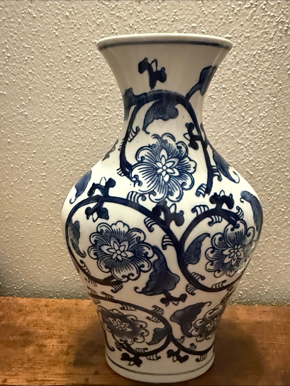 Blue and White Floral Ceramic Vase Approx 11” - Picture 8 of 16